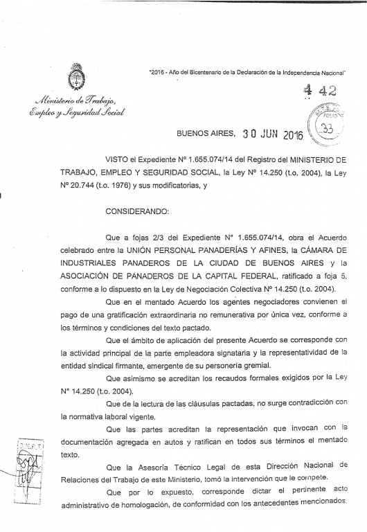 Primera Foja Acuerdo Paritario 2014