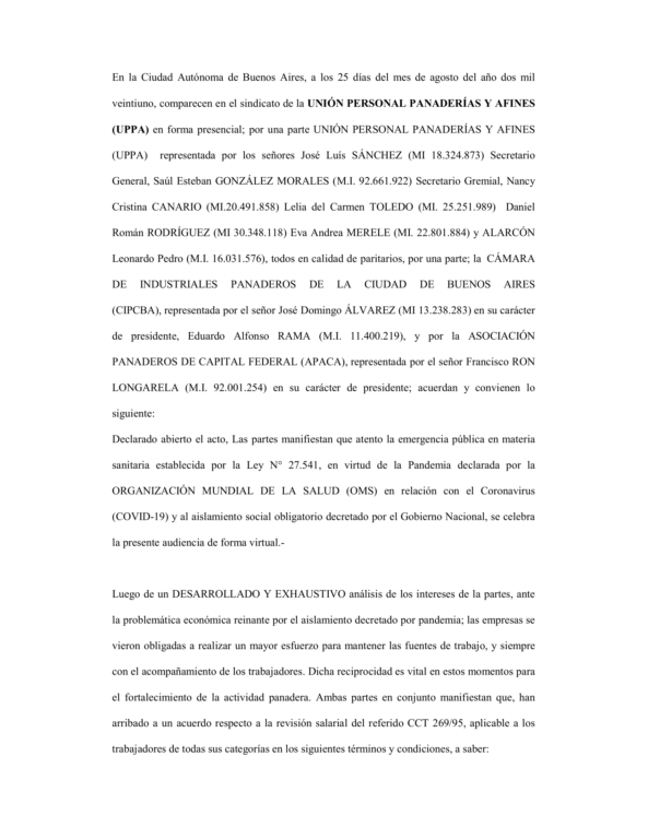 Acuerdo Salarial Agosto 2021