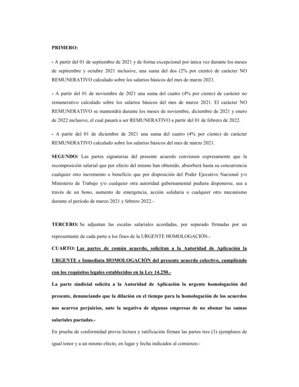 Acuerdo Salarial Agosto 2021